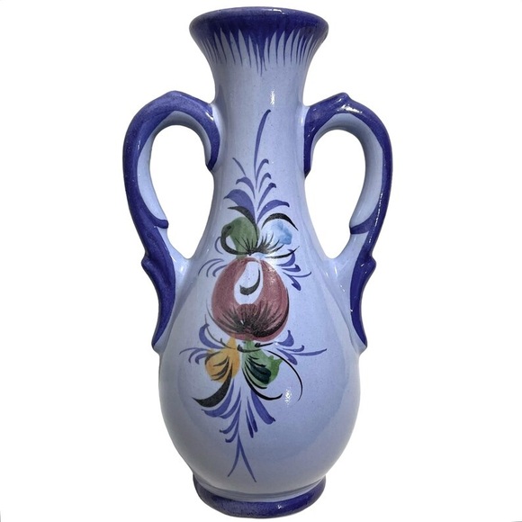 Vintage 1950s Signed Alcobaca Vestal Portugal Pottery Art Bud Vase Hand Painted - Picture 3 of 10